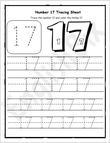 Number tracing worksheet for preschool