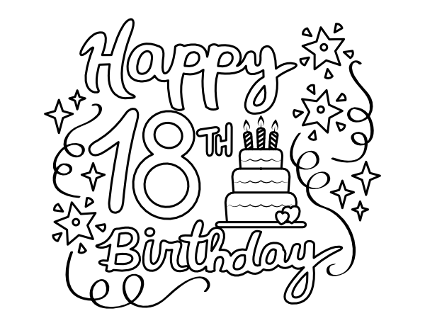 Printable festive th birthday coloring page