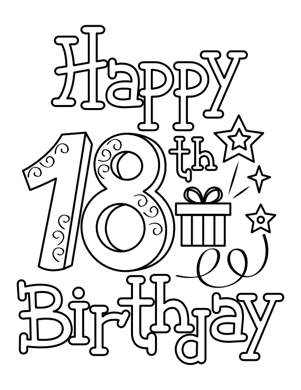 Printable happy th birthday coloring page