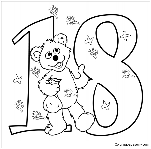 The number baby bear coloring page