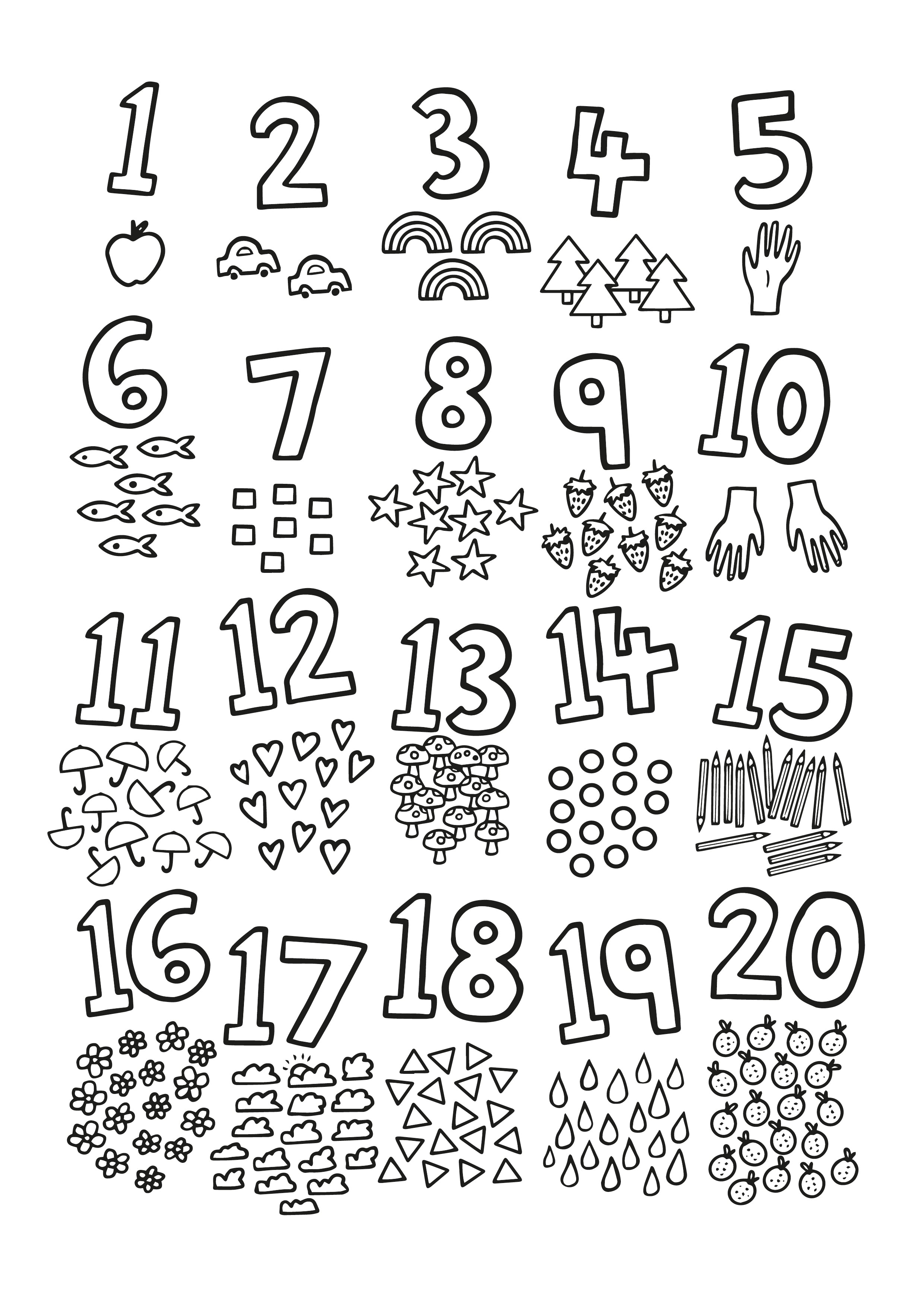 Numbers louring printable â kid of the village