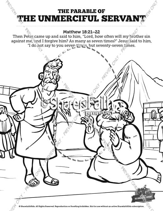 Matthew the parable of the unforgiving servant sunday school coloring pages â