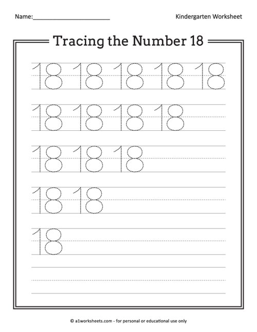 Tracing the number worksheets