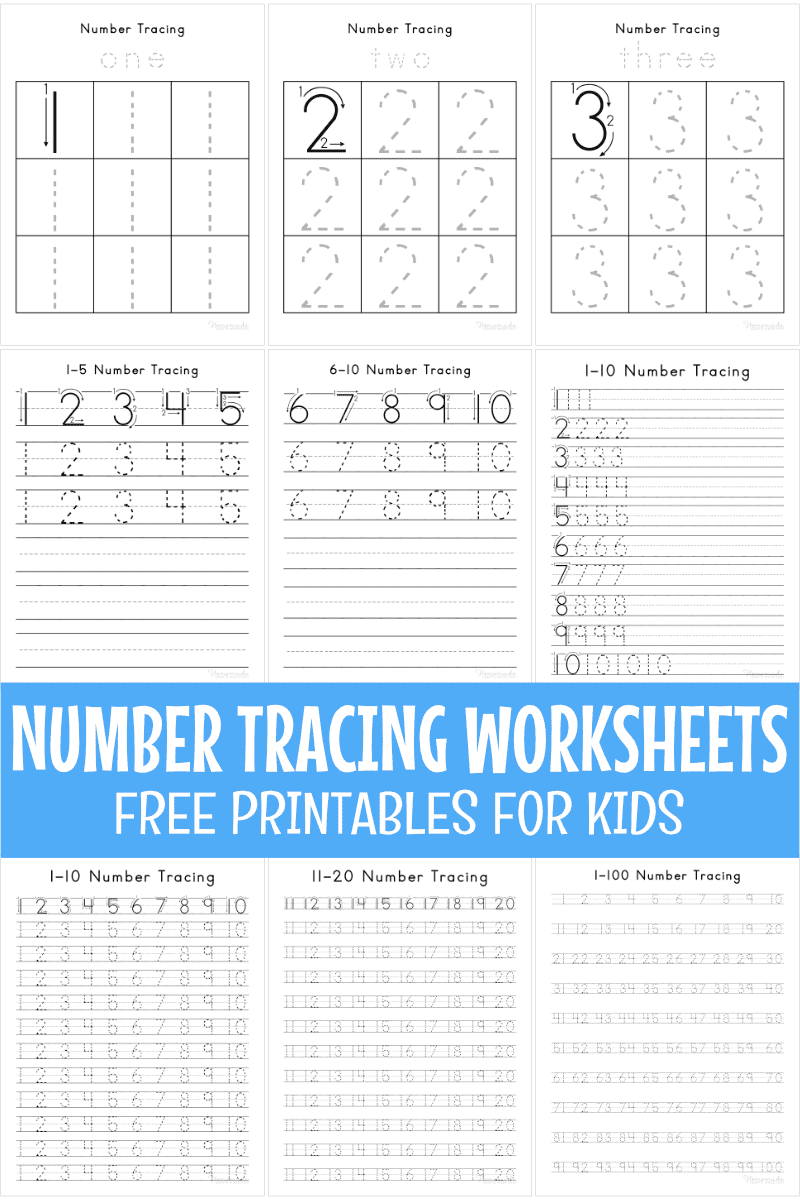 Free printable number tracing worksheets