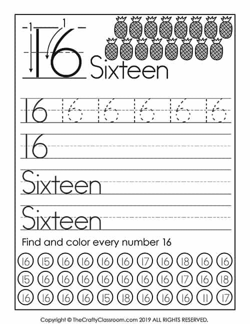 Preschool number worksheets