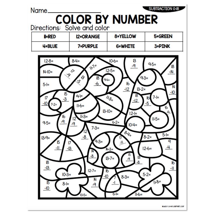 Subtraction to spring color by number