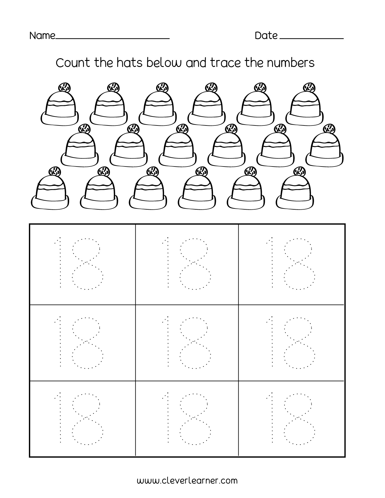 Number writing counting and identification printable worksheets for children