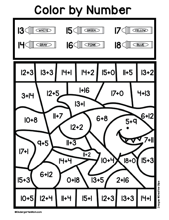 Addition color by number worksheets