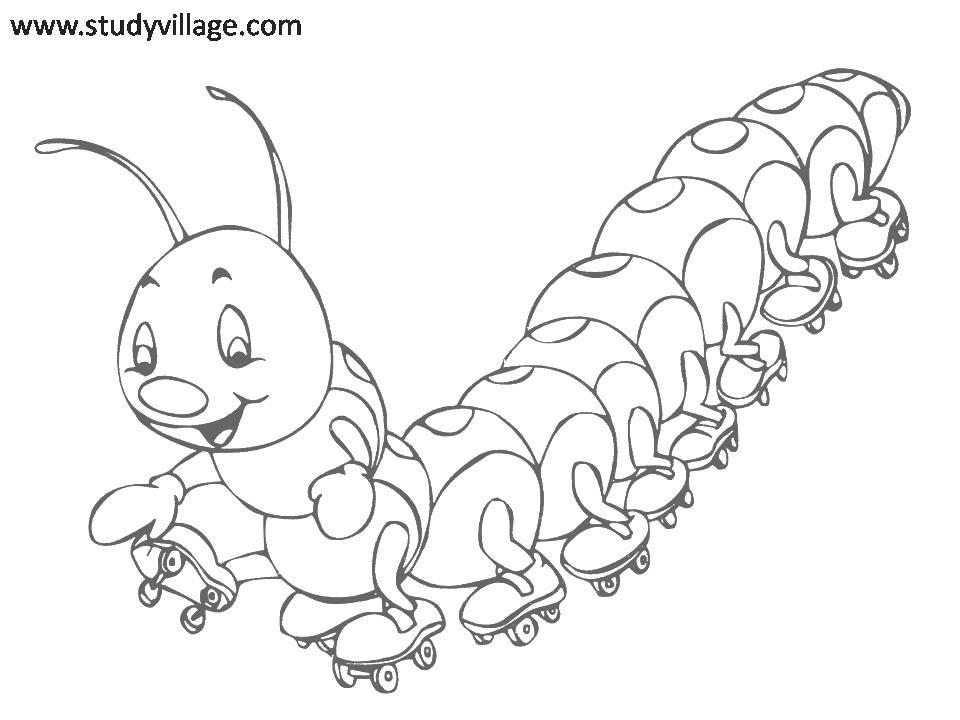 Funny insects printable coloring page for kids