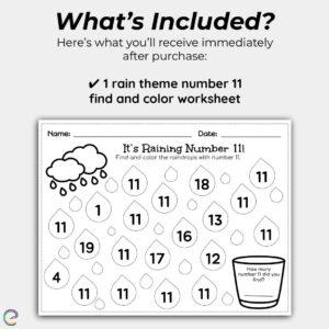 Number raindrop coloring page