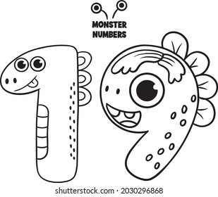 Coloring page numbers education fun childrens stock vector royalty free