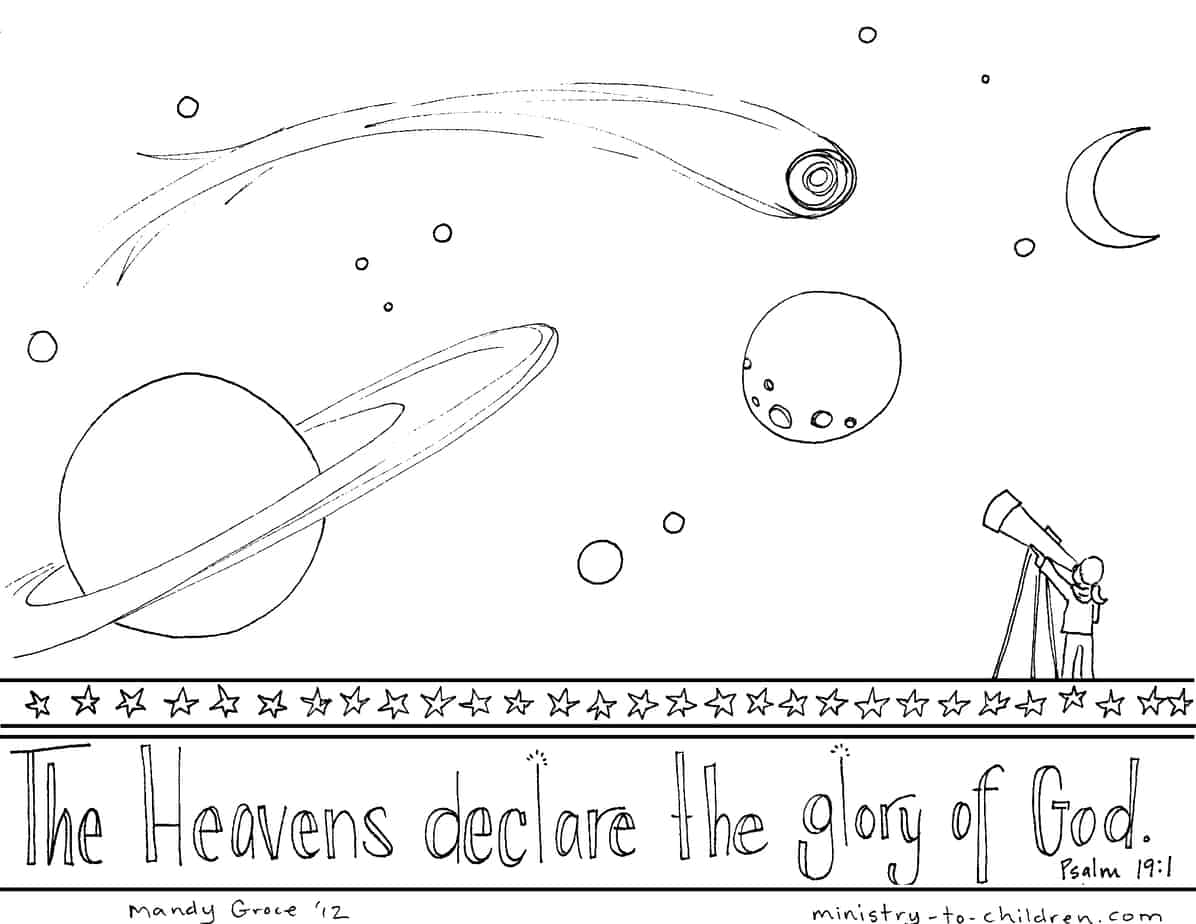 Psalm coloring page heavens declare the glory of god