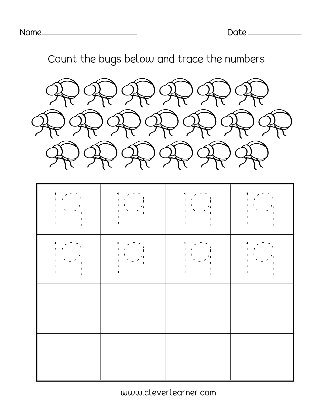 Number writing counting and identification printable worksheets for children