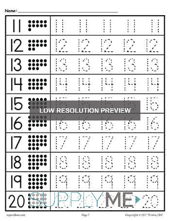 Tracing worksheets numbers