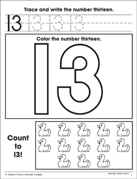 Number thirteen math practice page printable skills sheets