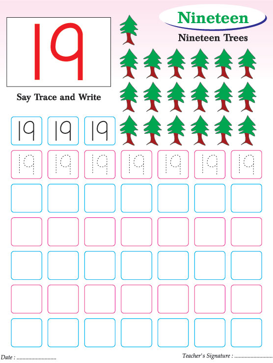 Numbers writing practice worksheet