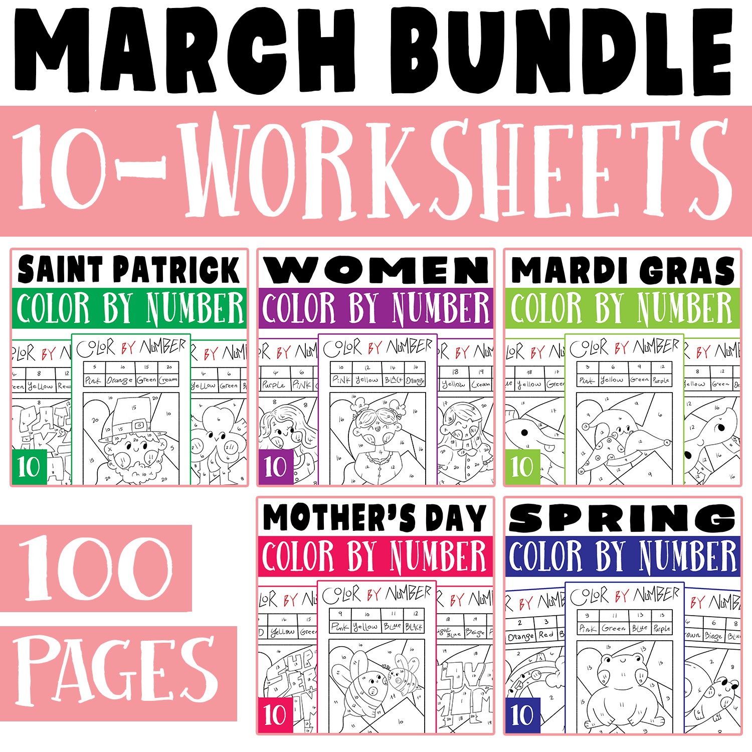 March month activities coloring pages color by numbers march morning work made by teachers