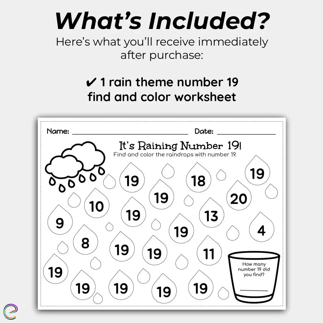 Number raindrop coloring page