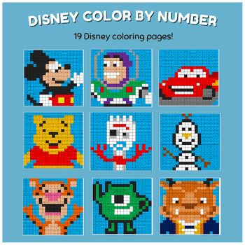 Disney math addition disney coloring pages color by number