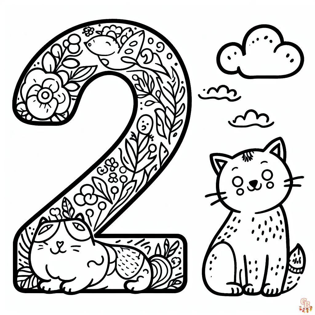 Printable number coloring pages free for kids and adults