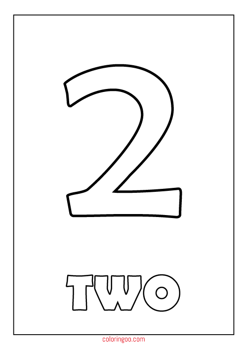 Printable number two coloring page pdf for kids printable numbers numbers for kids numbers preschool