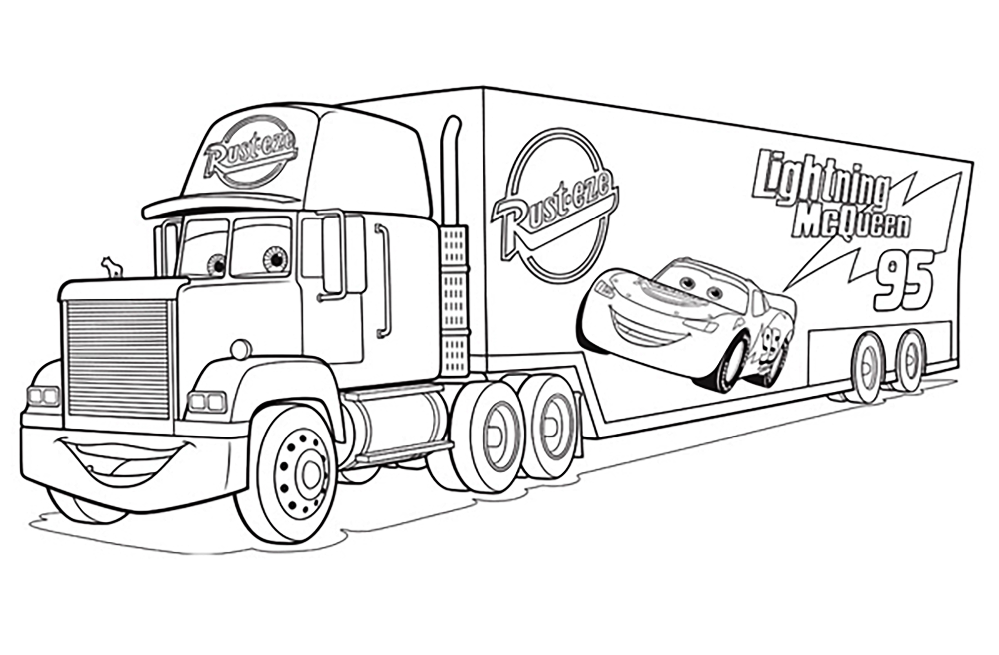 Cars coloring pages for kids mack truck