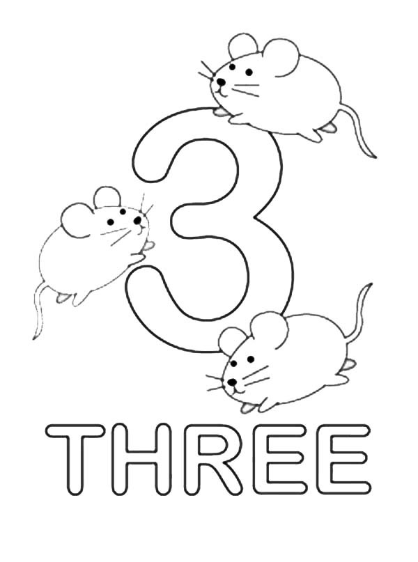 Coloring pages three mice in different places