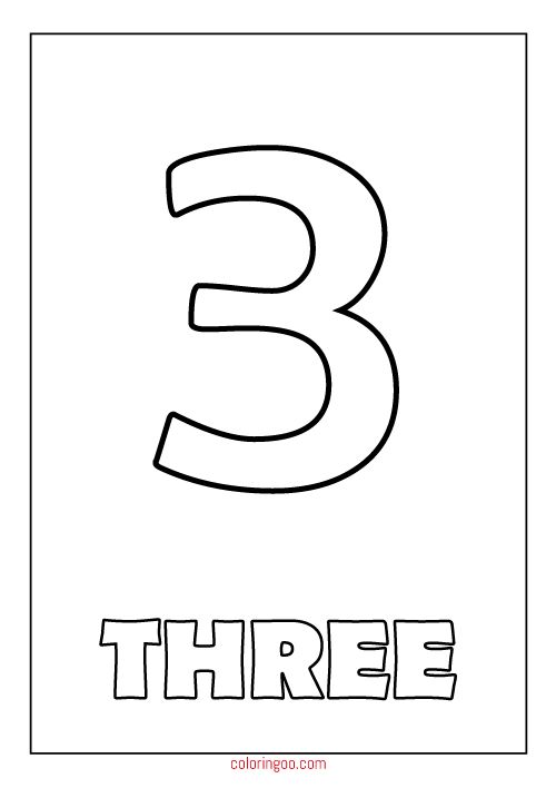 Printable number three coloring page pdf for kids printable numbers numbers for kids alphabet activities preschool