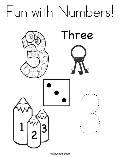 Fun with numbers coloring page