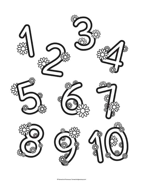 Printable number coloring pages for early learners