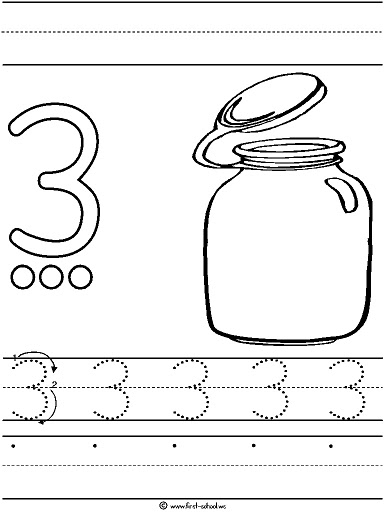 Number three tracing and coloring worksheets crafts and worksheets for preschooltoddler and kindergarten