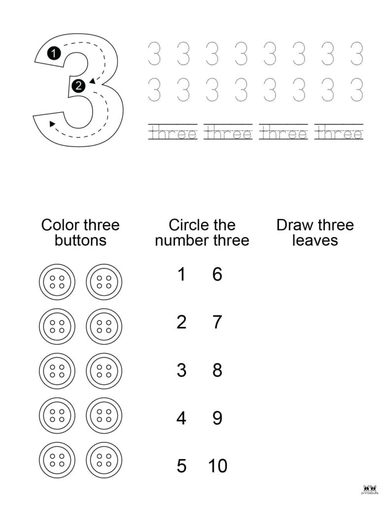 Number tracing worksheets