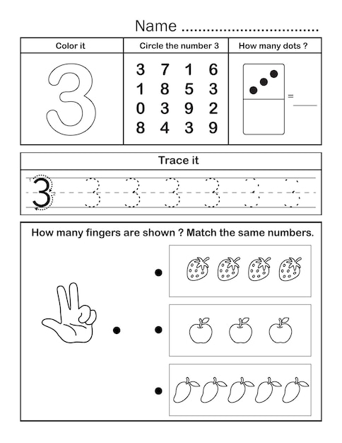 Premium vector printable number tracing worksheet for practice counting and writing in kindergarten student