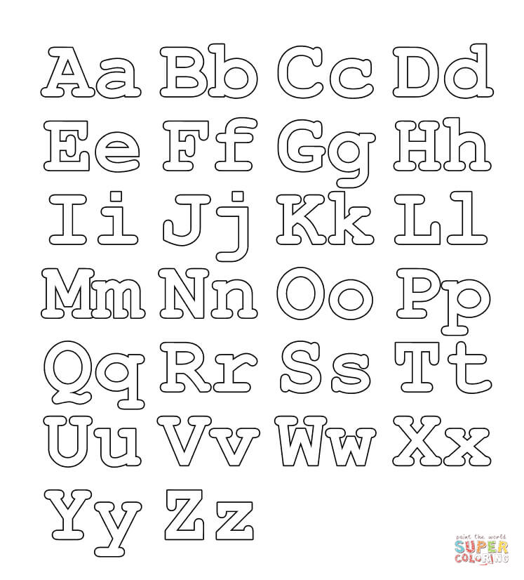 Full alphabet worksheet capital and small letters coloring page free printable coloring pages