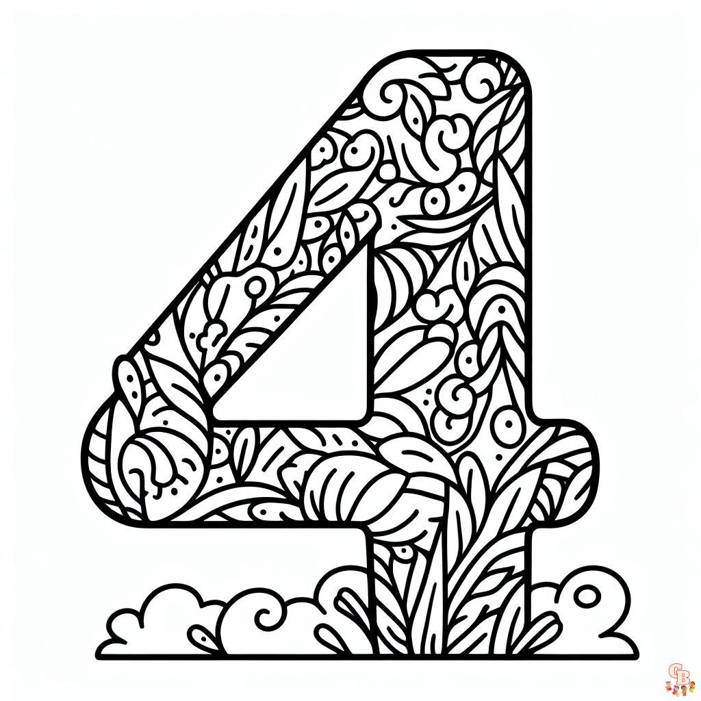 Printable number coloring pages free for kids and adults