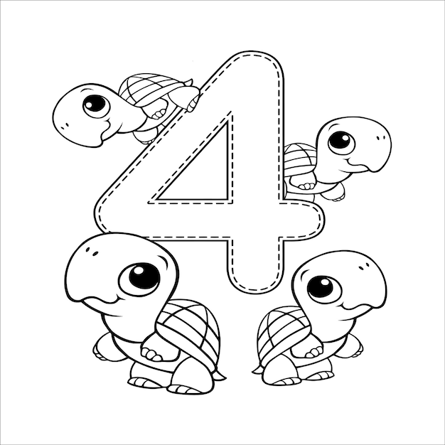 Premium vector number coloring page for kidnumber