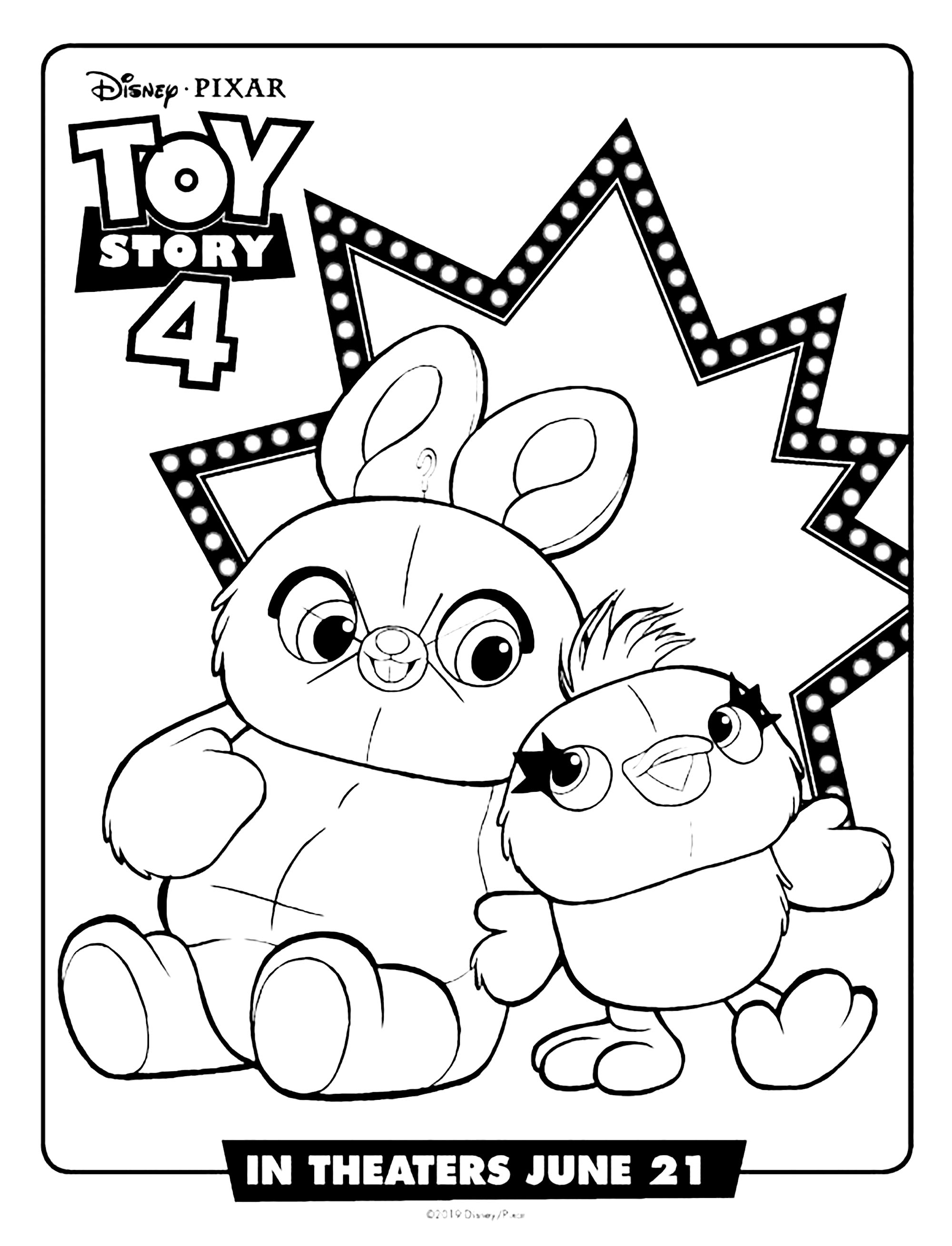 Ducky and bunny cute toy story coloring pages