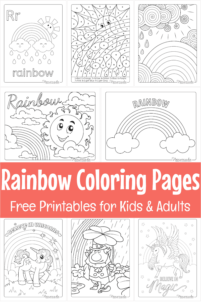 Rainbow coloring pages free printable pdfs