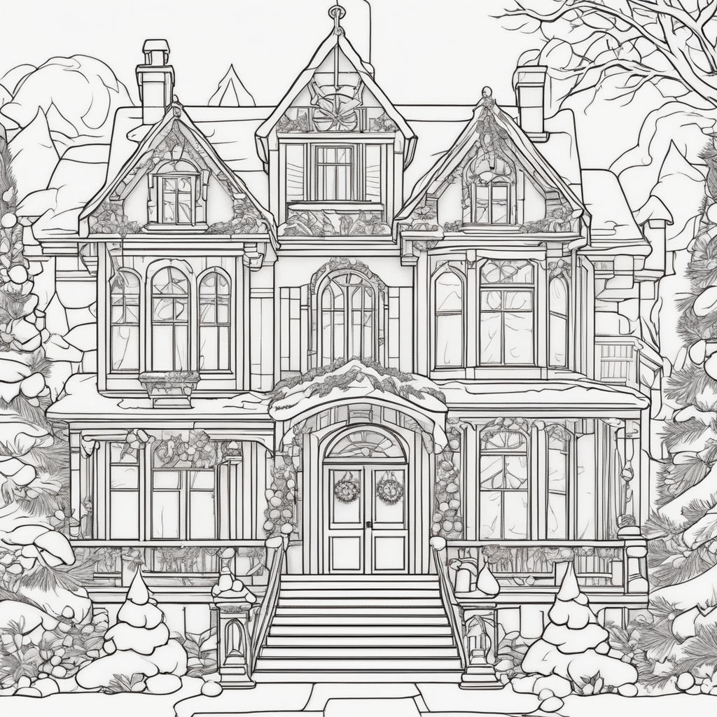 A creative coloring book simple template of mountain house
