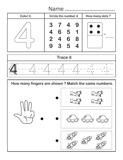 Premium vector printable number tracing worksheet for practice counting and writing in kindergarten student