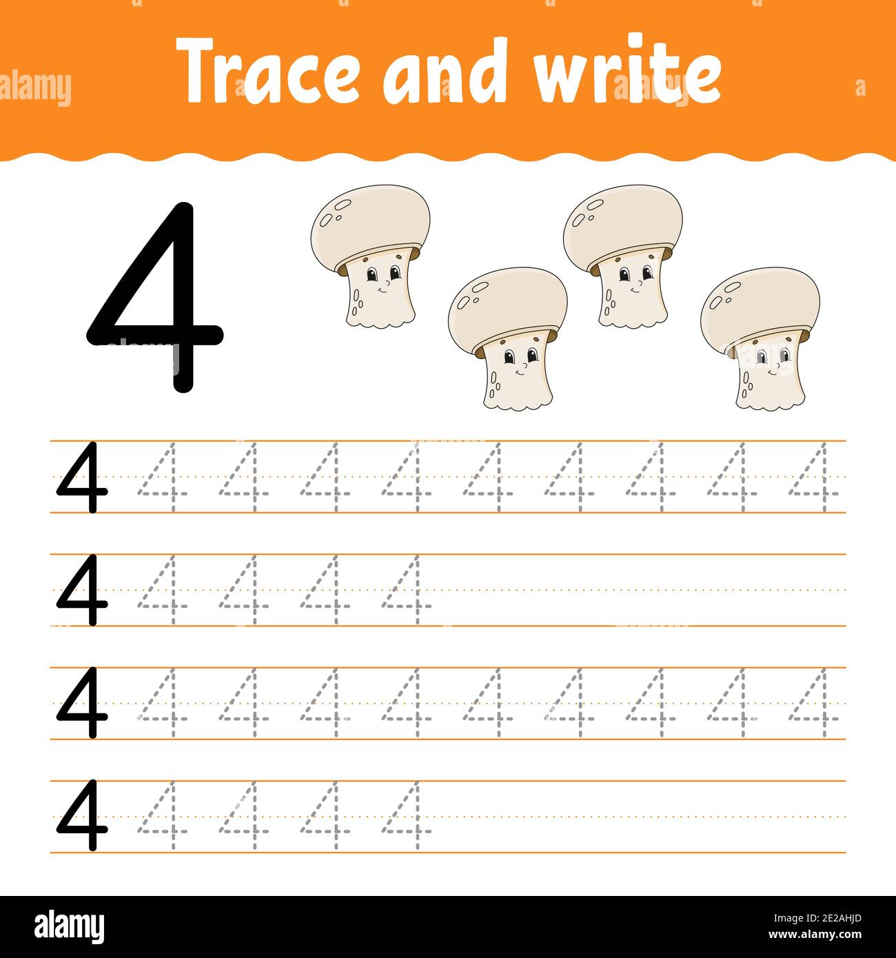 Number trace and write handwriting practice learning numbers for kids education developing worksheet color activity page isolated vector illus stock vector image art