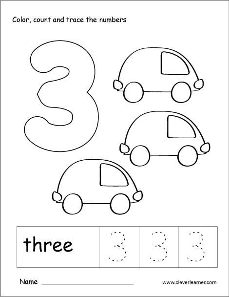 Number tracing and colouring worksheet for kindergarten preschool number worksheets kindergarten worksheets preschool worksheets