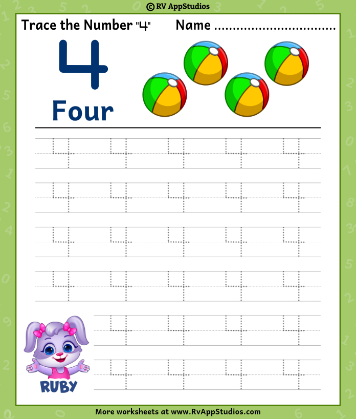 Trace number worksheet for free for kids