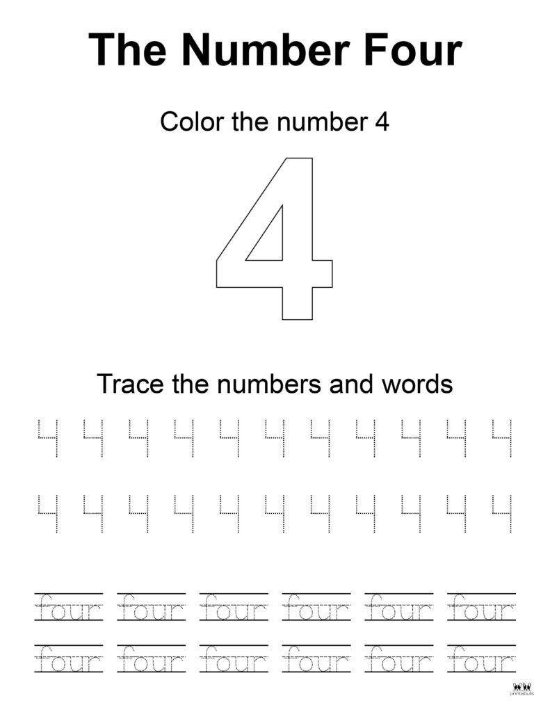 Number tracing worksheets