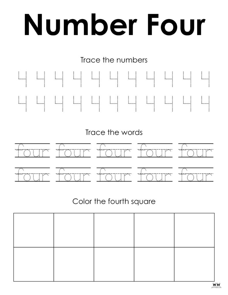 Number tracing worksheets