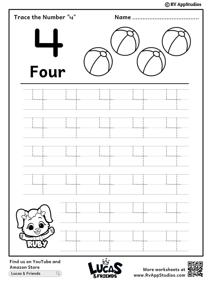 Trace number worksheet for free for kids