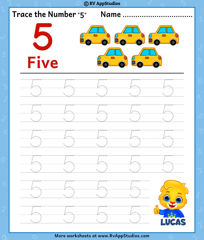 Trace number worksheet for free for kids