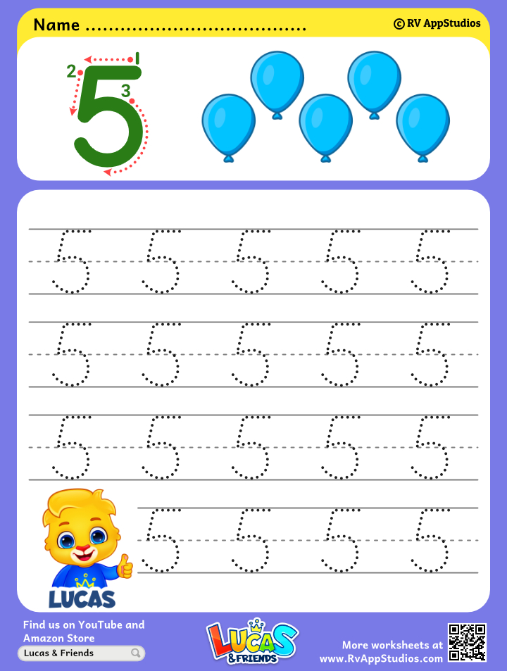 Number tracing worksheets count and trace number