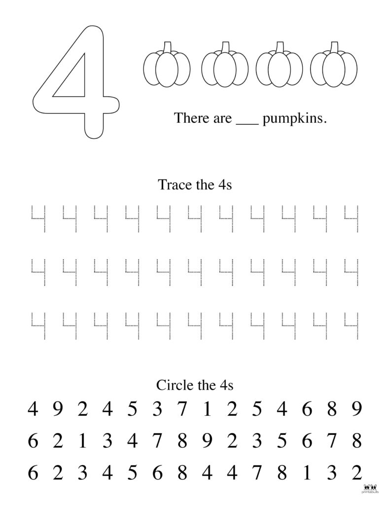 Number tracing worksheets