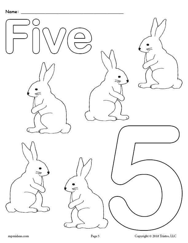 Printable animal number coloring pages